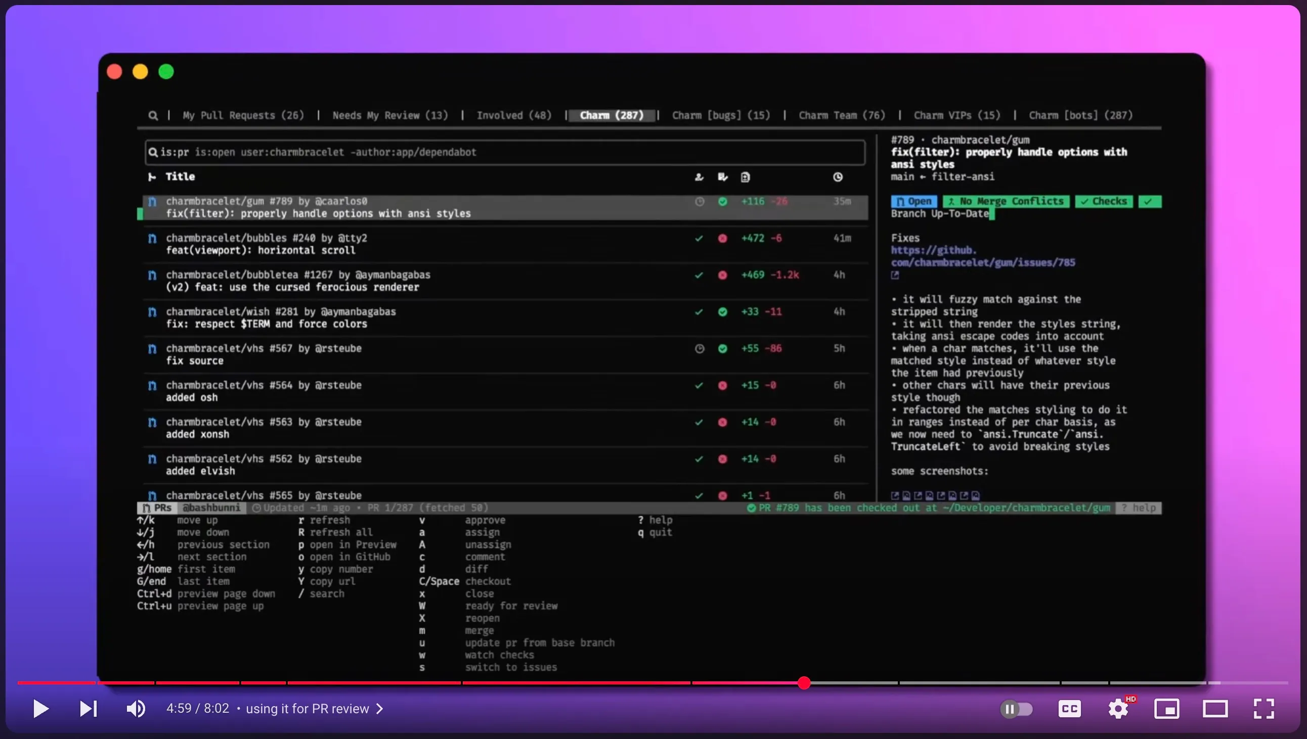 YouTube video - Manage open source like a boss (in the terminal)